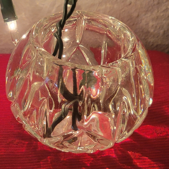 Vtg Candle Holder Heavy Clear Cut Glass Star & Diamond Pattern - Picture 5 of 8